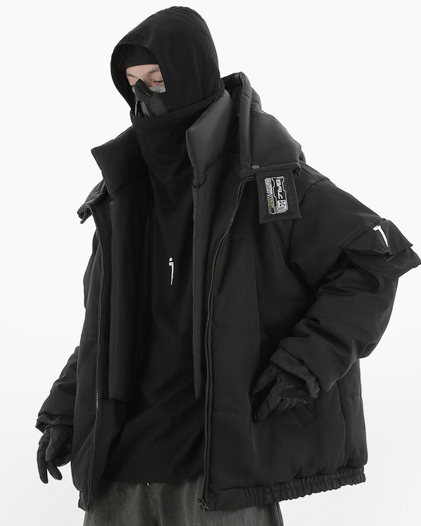 Functional Fake Two Piece Hooded Winter Jacket