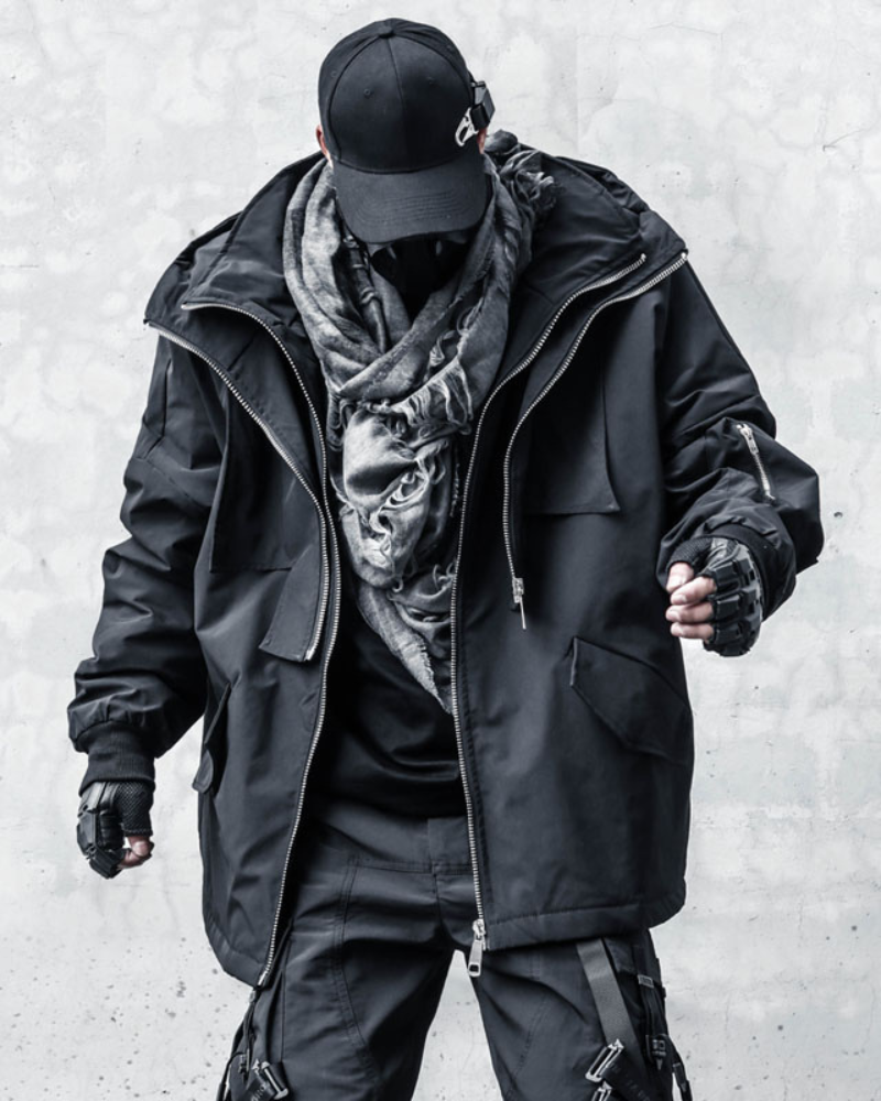 Functional Fake Two-Piece Loose Hooded Jacket