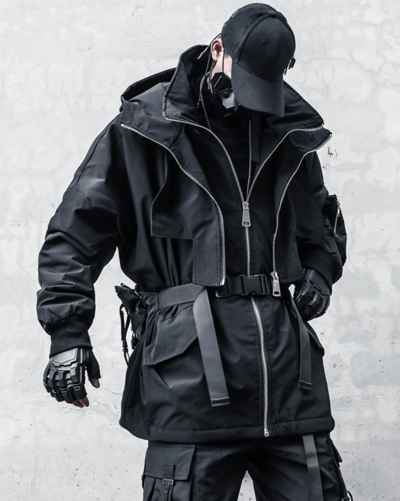 Functional Fake Two-Piece Loose Hooded Jacket