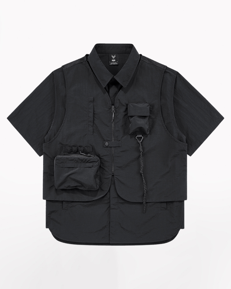 Techwear T-shirts,tactical shirt,mens black tees,cargo t-shirt men&