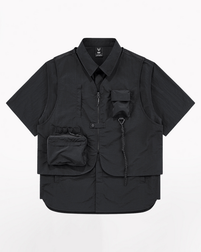 Techwear T-shirts,tactical shirt,mens black tees,cargo t-shirt men&