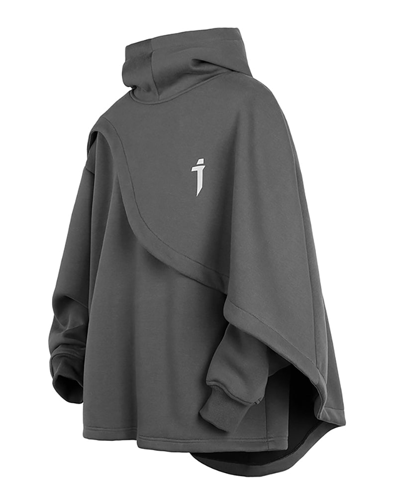 Functional Fake Two piece Unisex Cape Hoodie