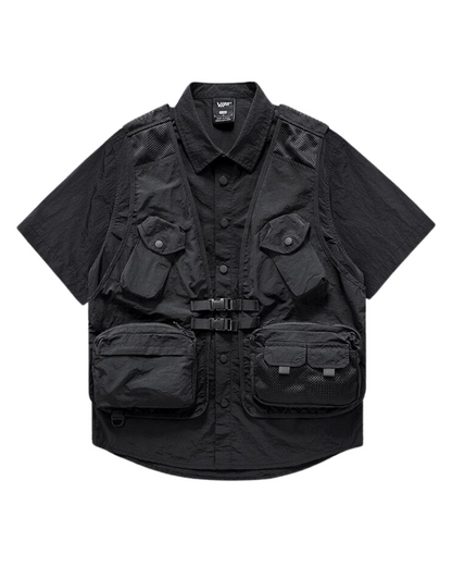 Techwear T-shirts,tactical shirt,mens black tees,cargo t-shirt men&