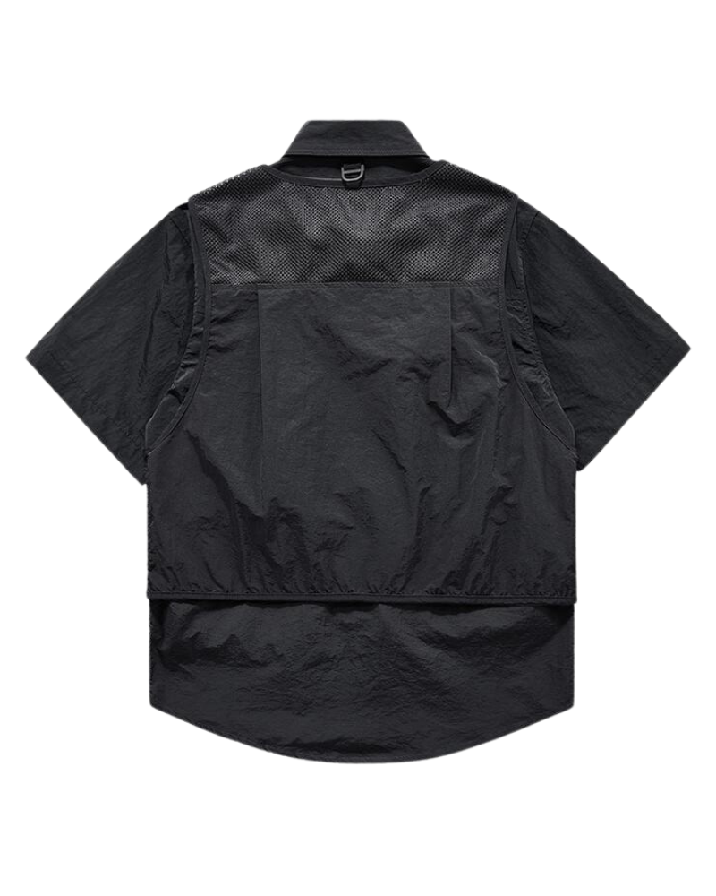 Functional Fake Two-Piece Short Sleeve Shirt