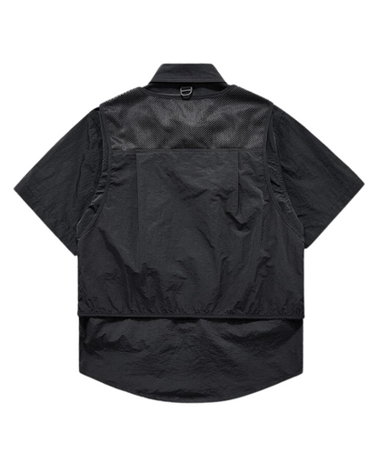 Functional Fake Two-Piece Short Sleeve Shirt