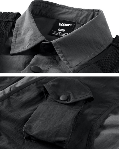 Functional Fake Two-Piece Short Sleeve Shirt