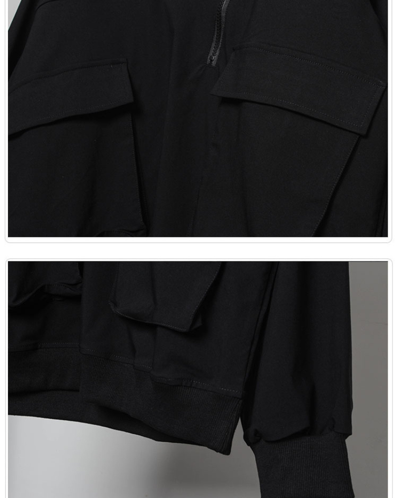 Functional Half-Zip Stand-Collar Utility Sweatshirt