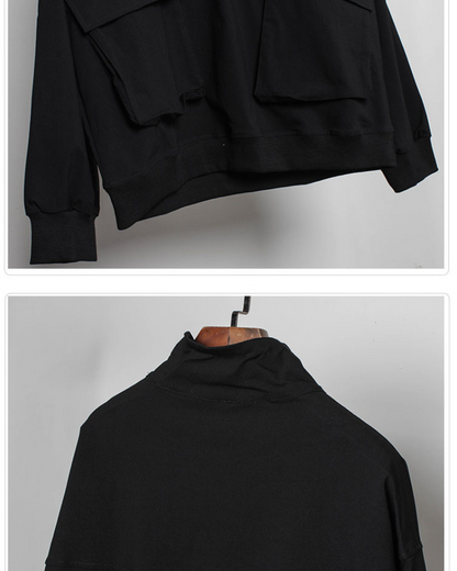 Functional Half-Zip Stand-Collar Utility Sweatshirt