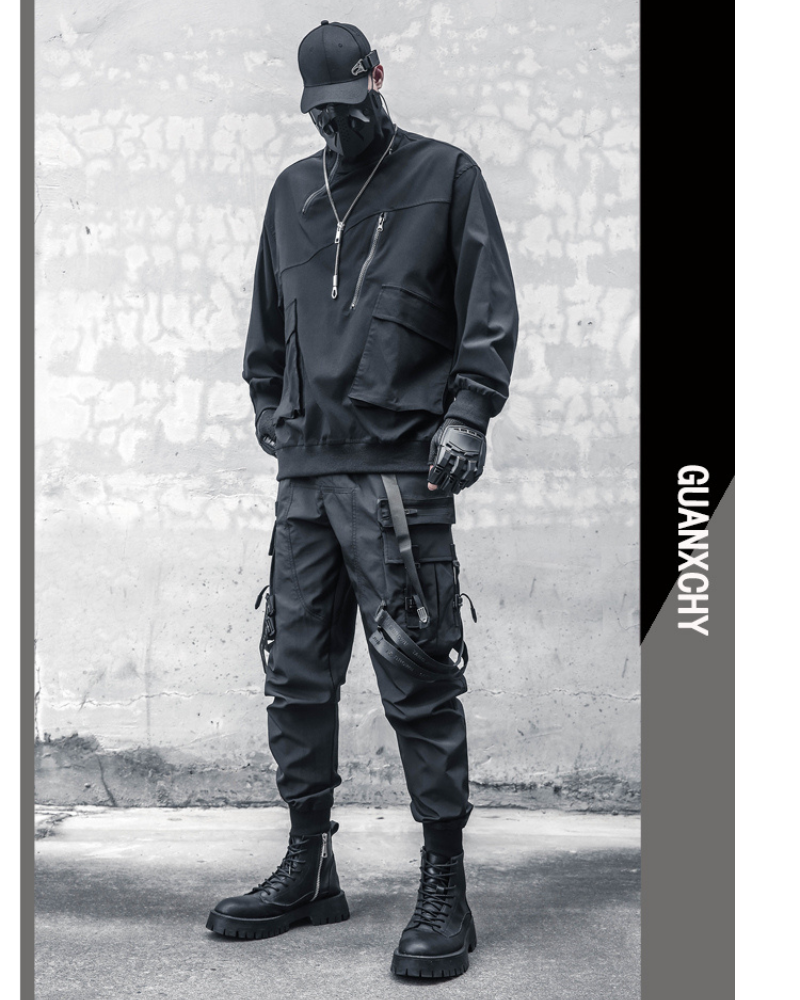 Functional Half-Zip Stand-Collar Utility Sweatshirt