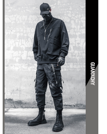 Functional Half-Zip Stand-Collar Utility Sweatshirt