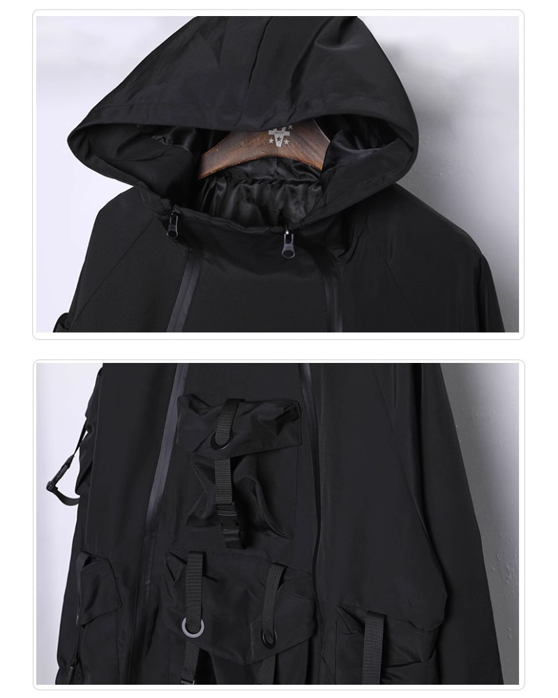 Functional Hardcore Loose Cyberpunk Hooded Jacket