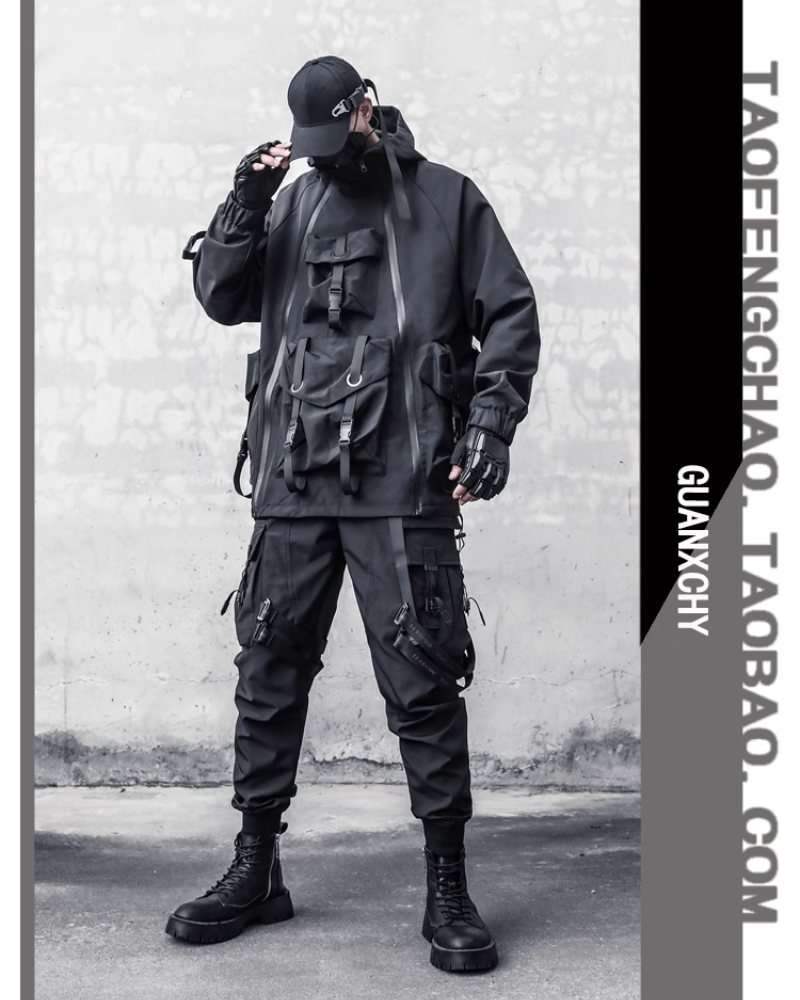 Functional Hardcore Loose Cyberpunk Hooded Jacket