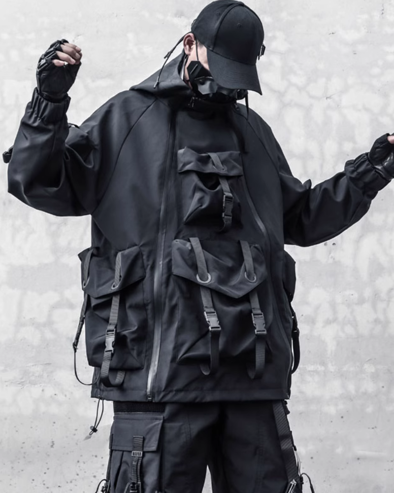 Functional Hardcore Loose Cyberpunk Hooded Jacket