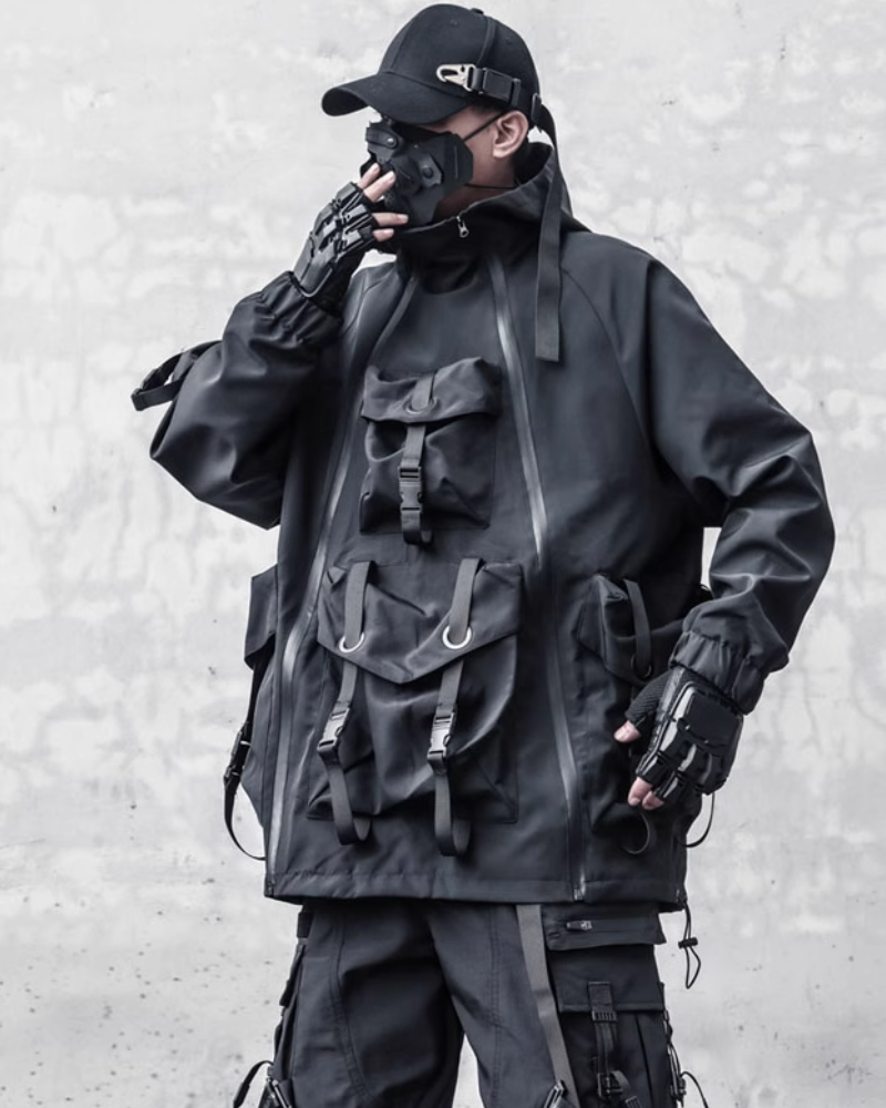 Functional Hardcore Loose Cyberpunk Hooded Jacket