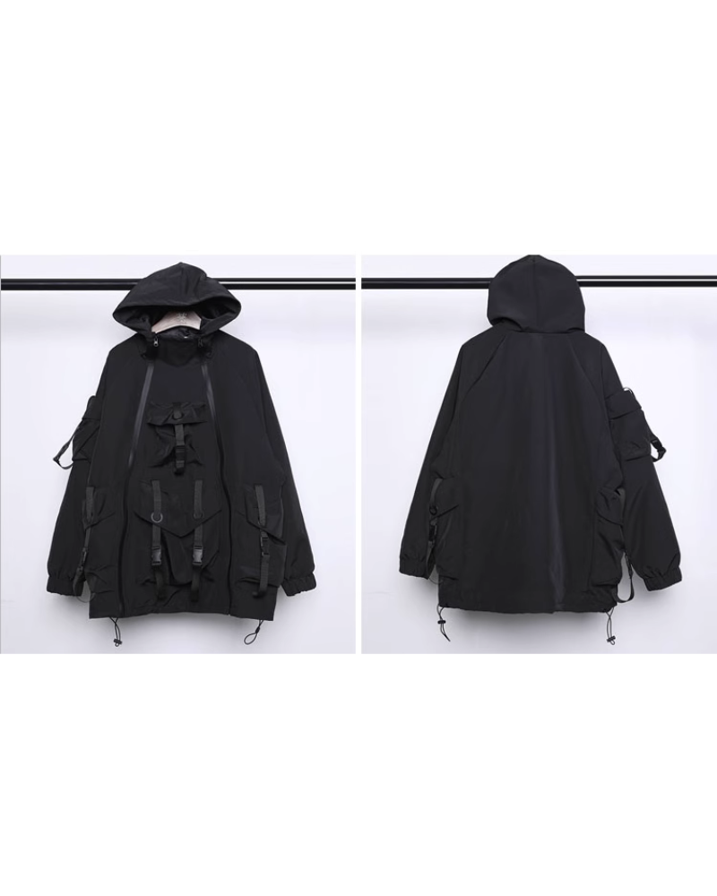 Functional Hardcore Loose Cyberpunk Hooded Jacket