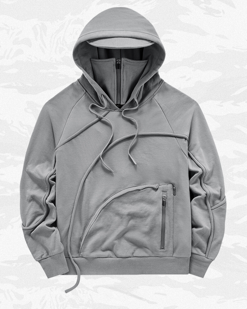 Functional Irregular Pocket Mask Tactical Hoodie