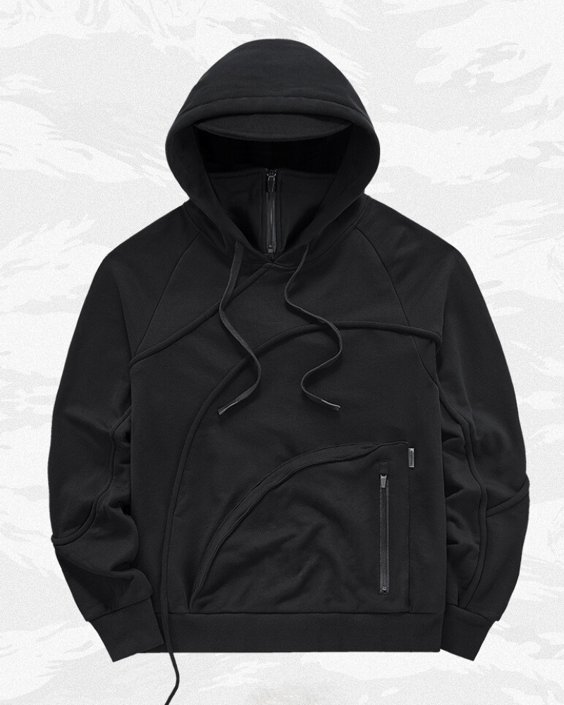 Functional Irregular Pocket Mask Tactical Hoodie
