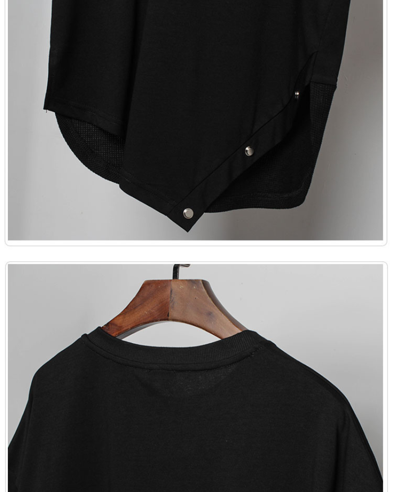 Functional Irregular Stitching Zipper Triangle Hem T-Shirt