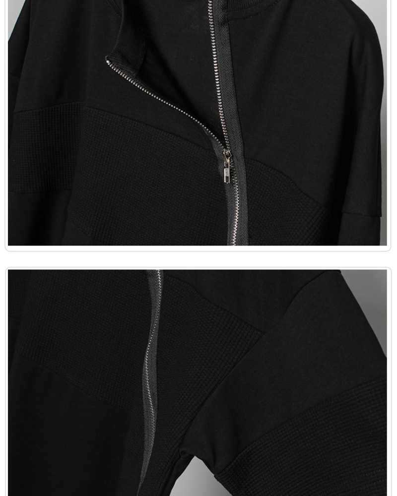 Functional Irregular Stitching Zipper Triangle Hem T-Shirt