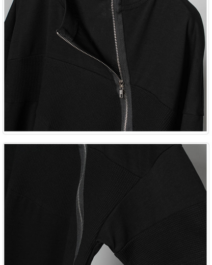 Functional Irregular Stitching Zipper Triangle Hem T-Shirt