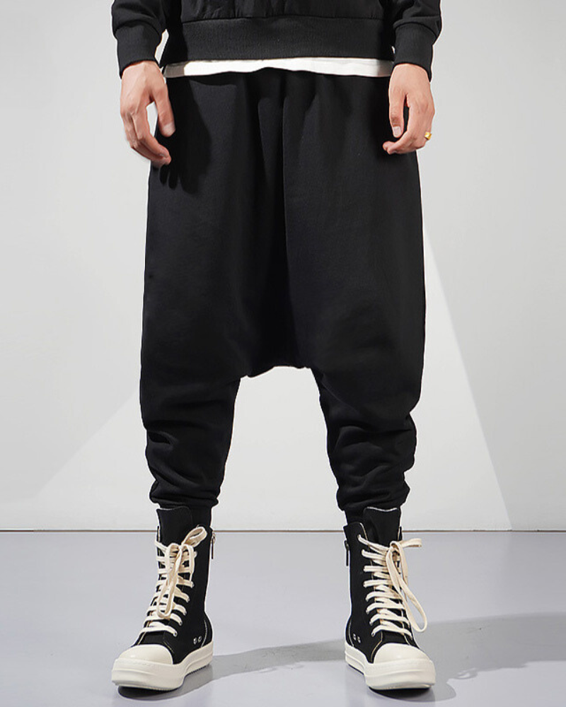 Streetwear Loose Drop-Crotch Hakama Pants