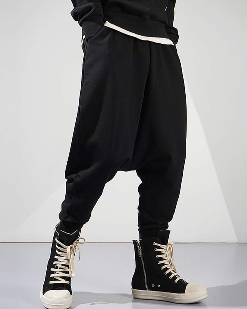 Streetwear Loose Drop-Crotch Hakama Pants