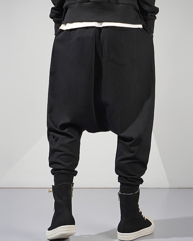 Streetwear Loose Drop-Crotch Hakama Pants