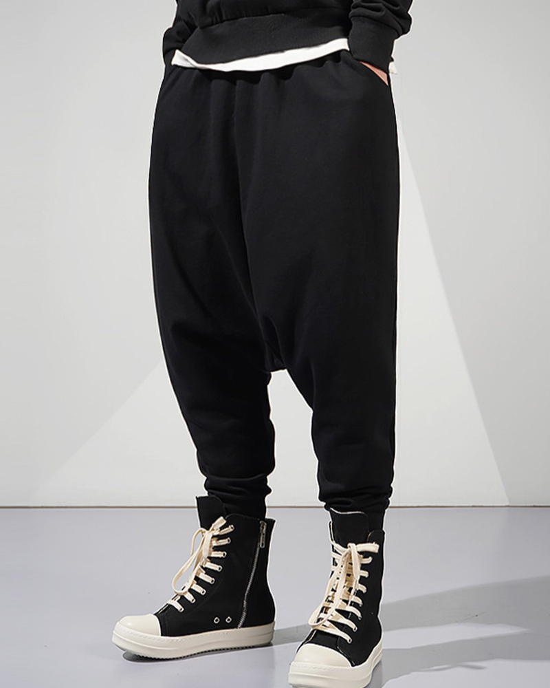 Streetwear Loose Drop-Crotch Hakama Pants