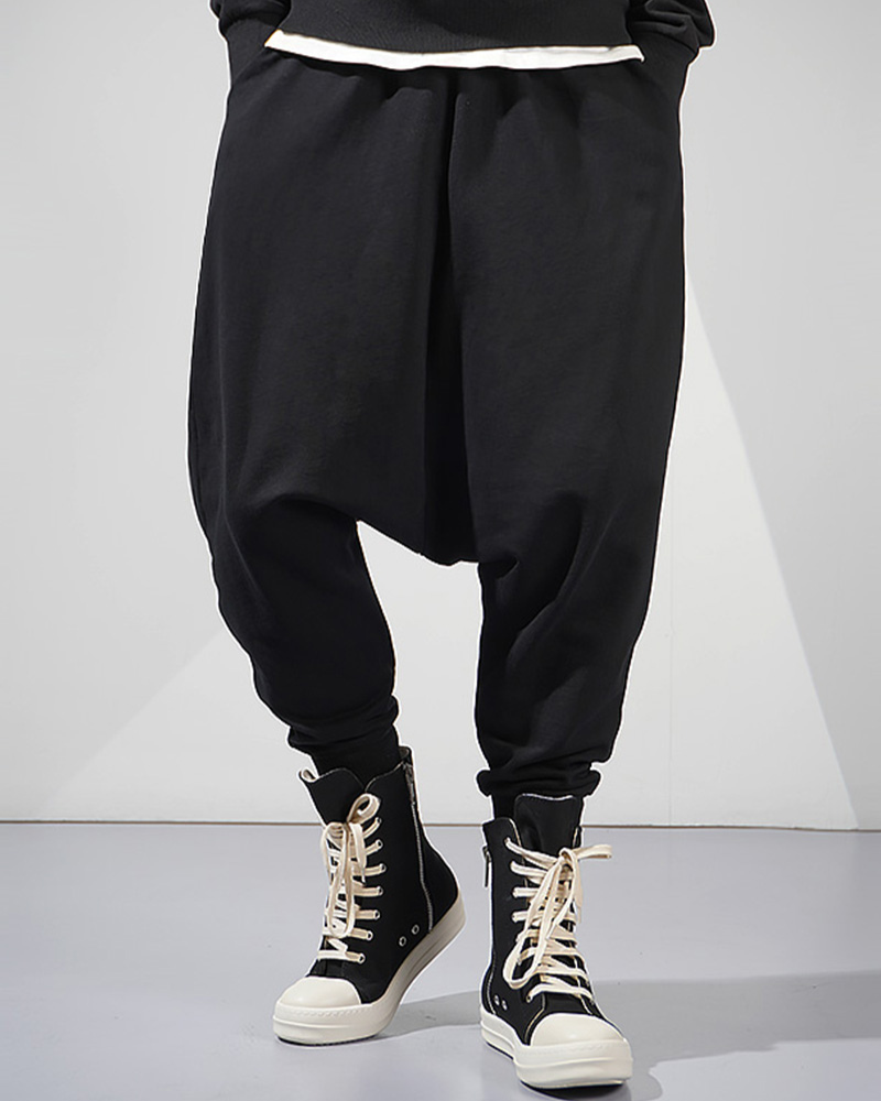 Streetwear Loose Drop-Crotch Hakama Pants