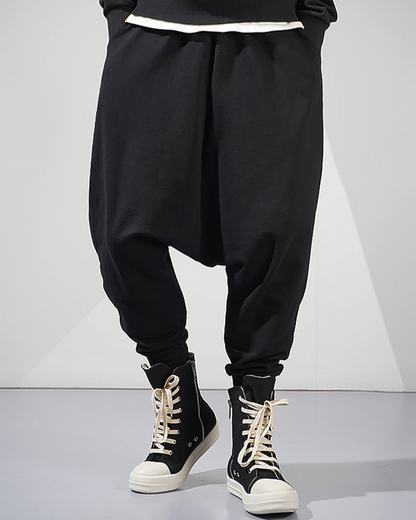 Streetwear Loose Drop-Crotch Hakama Pants