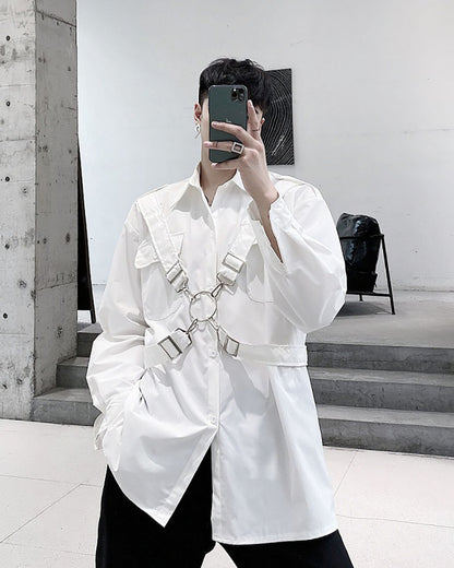 Functional Metal Ring Ribbon Techwear Shirt