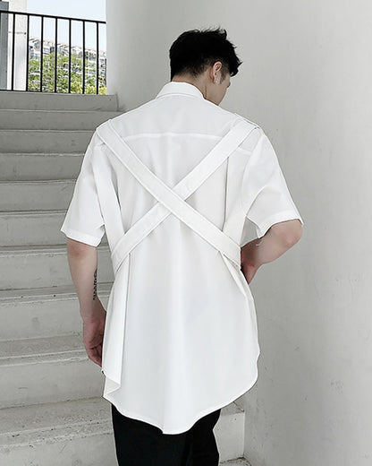 Functional Metal Ring Ribbon Techwear Shirt