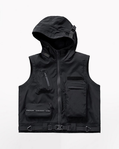 Functional Multi-Pocket Cargo Hooded Vest