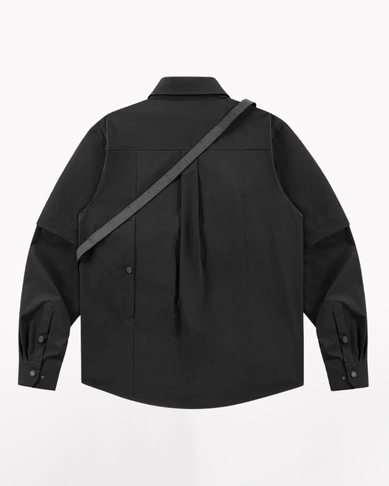 Functional Multi-Pocket Lanyard Detachable Sleeve Shirt