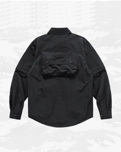 Functional Multi-Pocket Detachable Sleeve Shirt