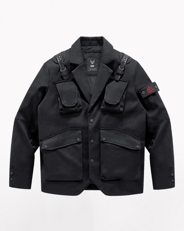 Functional Multi-Pocket Utility Blazer Jacket