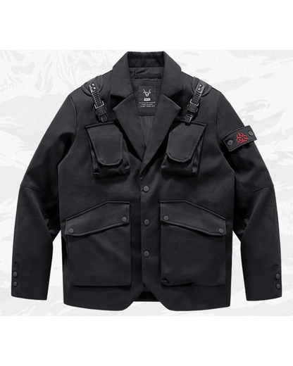 Functional Multi-Pocket Utility Blazer Jacket