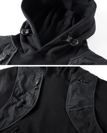 Functional Multi-Pockets Patchwork Hoodie