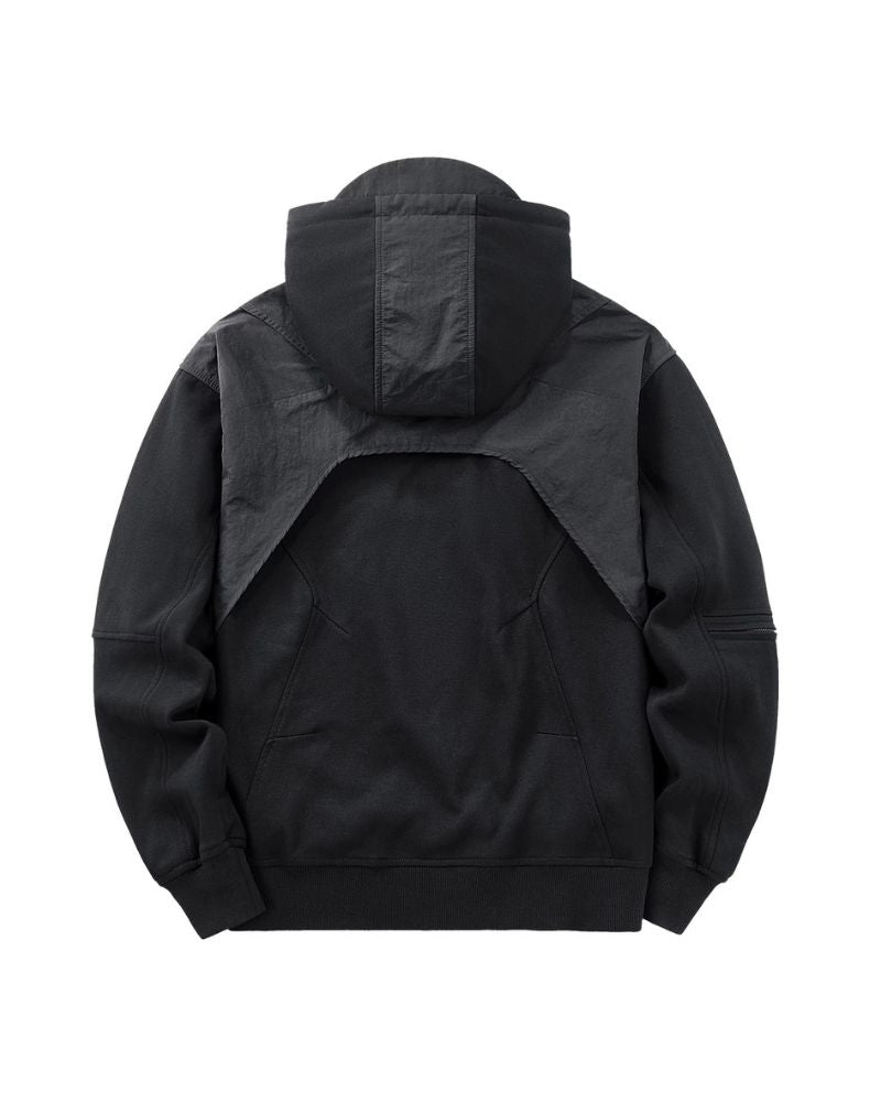 Functional Multi-Pockets Patchwork Hoodie