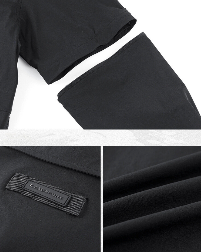 Functional Detachable Sleeve Patchwork Shirt