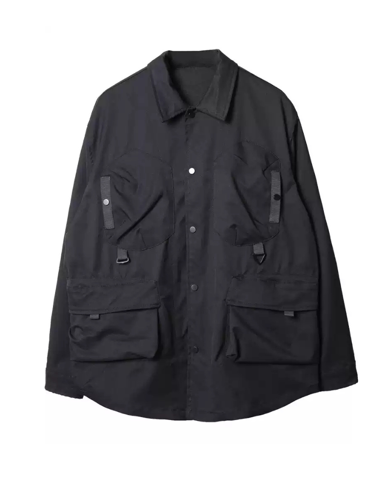 Functional Multi-pocket Patchwork Cargo Shirt