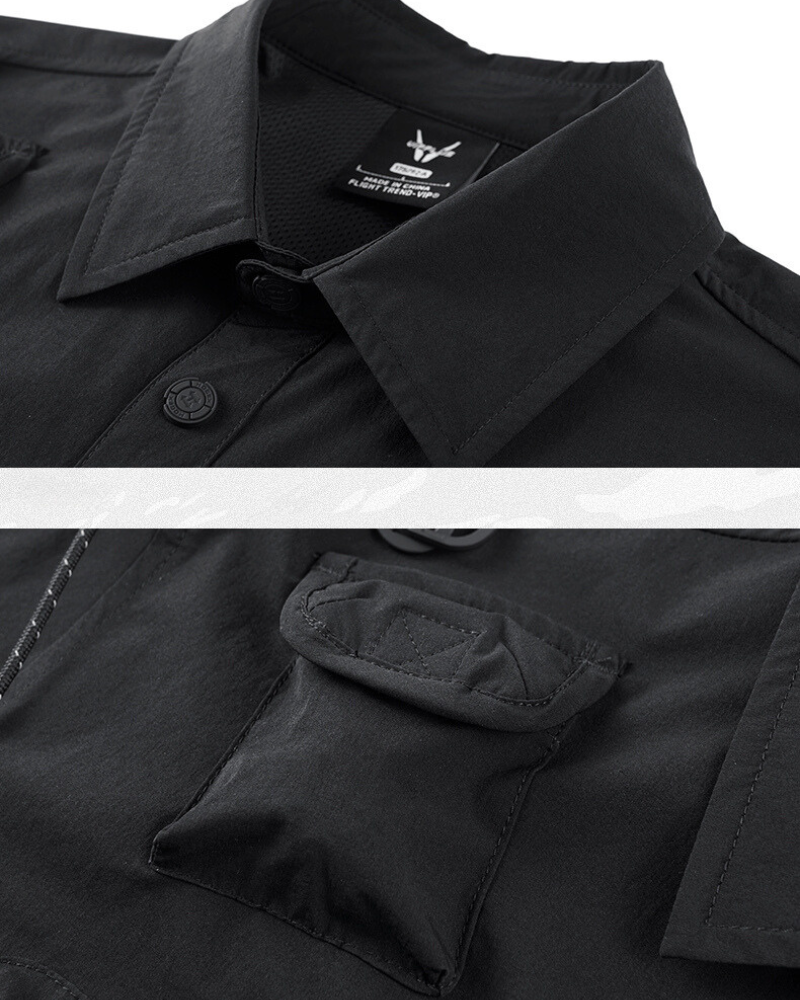 Functional Detachable Sleeve Patchwork Shirt