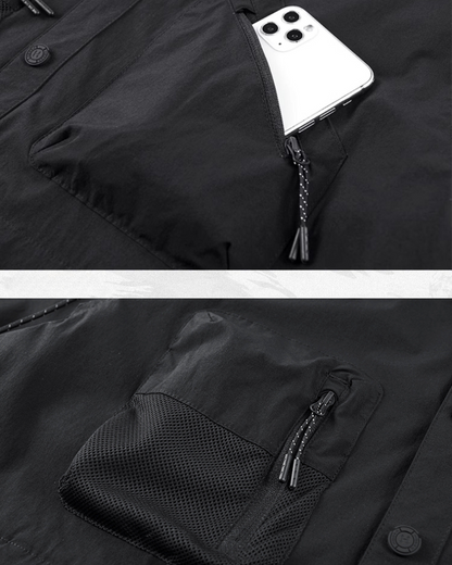 Functional Detachable Sleeve Patchwork Shirt