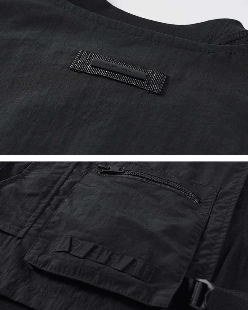 Functional Patchwork Fake Two-Piece T-Shirt