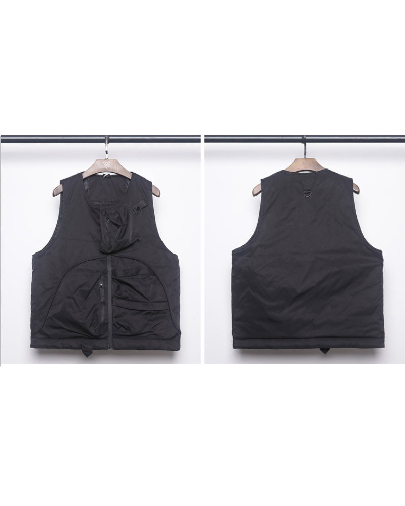 Functional Patchwork Multi-Pocket Tactical Winter Vest