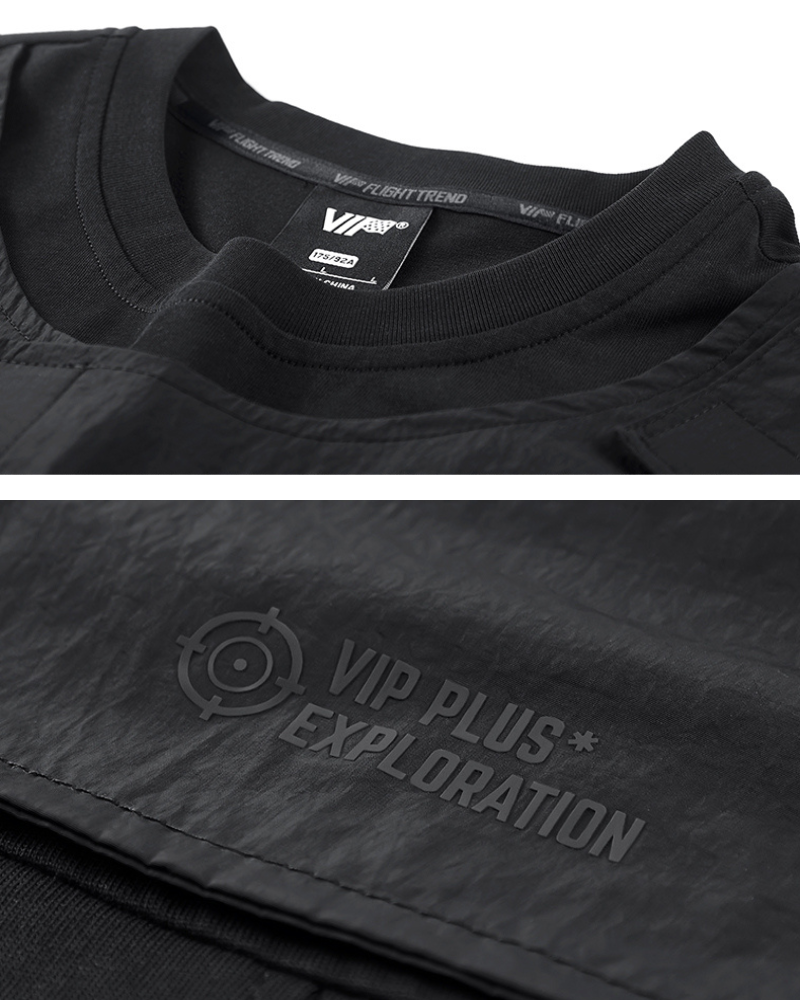 Functional Patchwork Sleeve Pocket Techwear T-Shirt