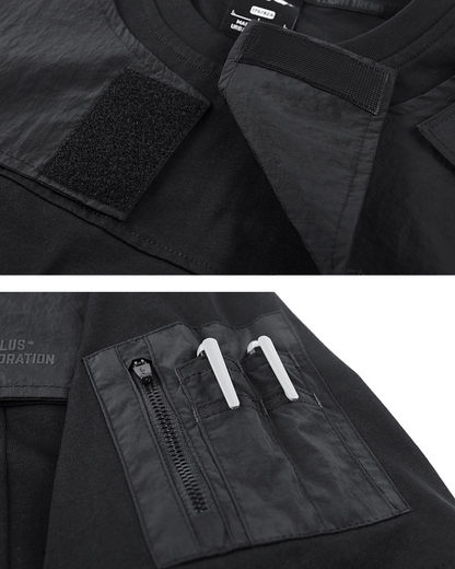 Functional Patchwork Sleeve Pocket Techwear T-Shirt