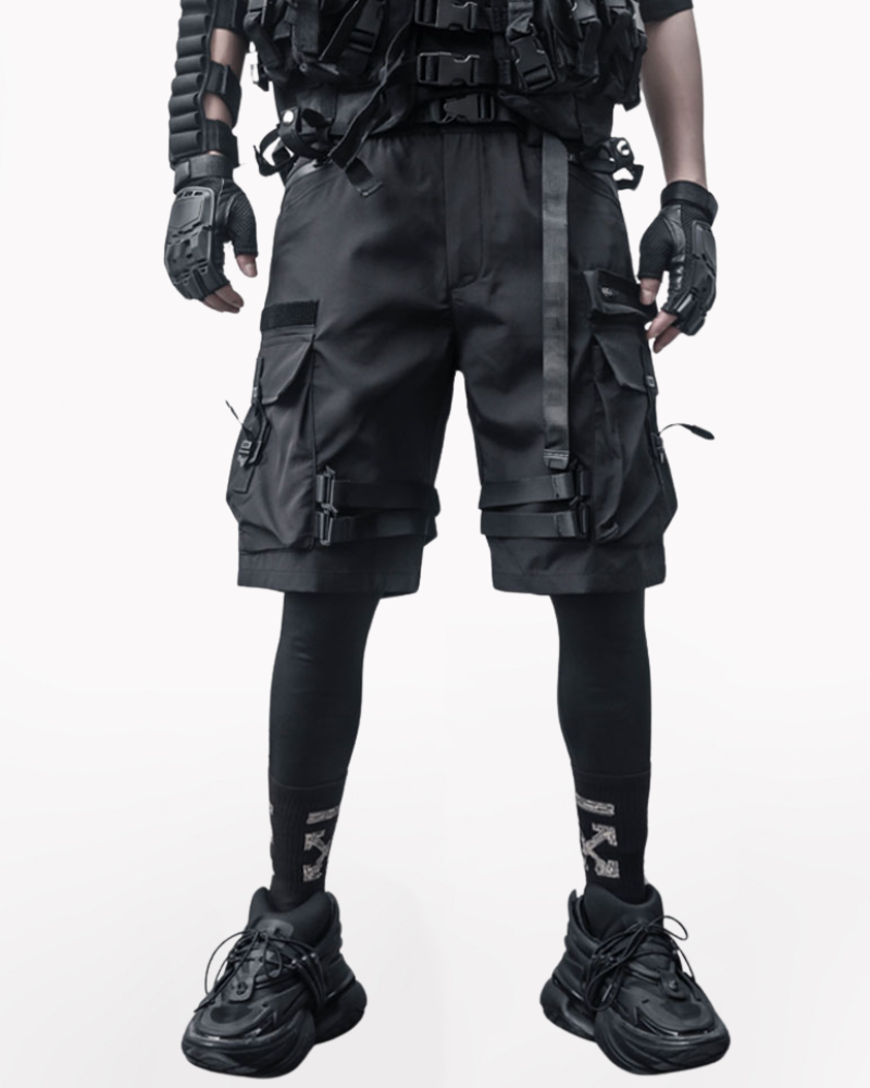 Streetwear Multi Pockets Black Cargo Shorts