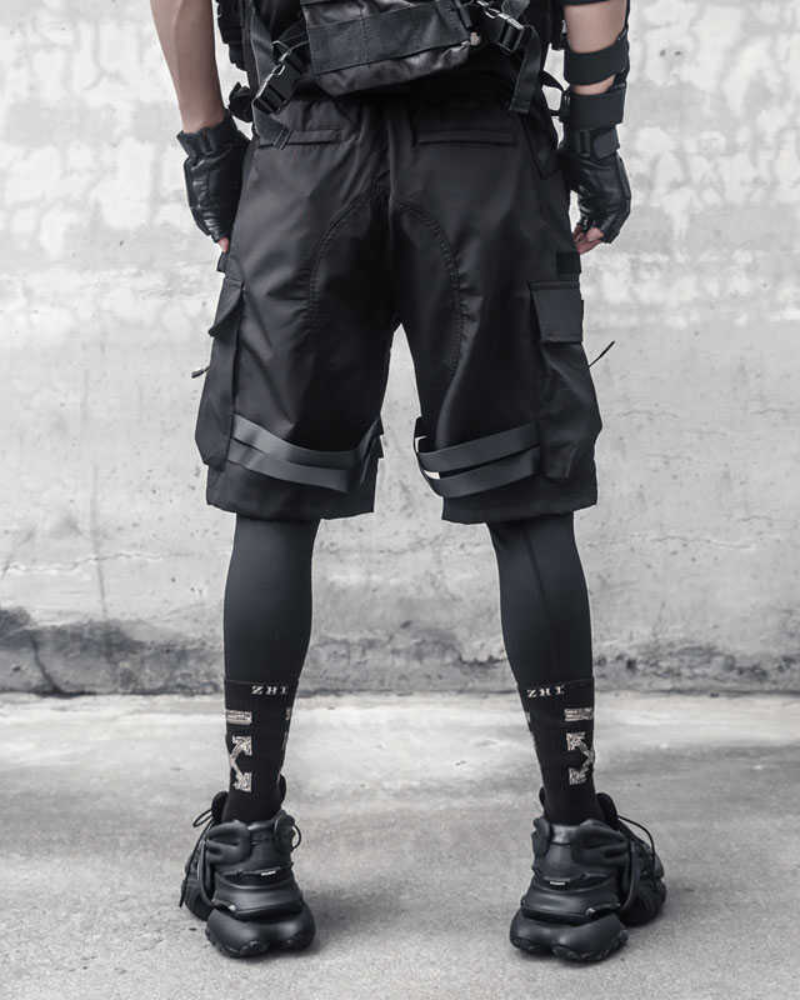 Streetwear Multi Pockets Black Cargo Shorts