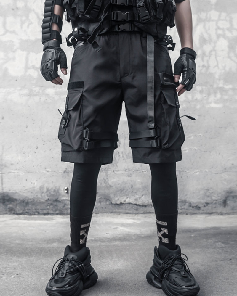 Streetwear Multi Pockets Black Cargo Shorts